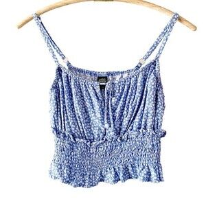 Wild Fable Blue Floral Daisies Smocked Waist Tank Top M